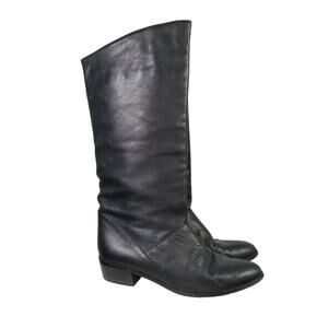Vintage Laura Scott Black Leather Shara Mid Calf Pirate Boots 9.5